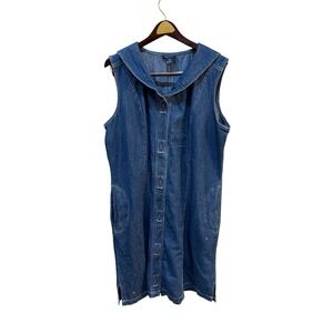 Baccini Denim A‎ Line Sailor Dress Grommets Blue Size 20W Lightweight